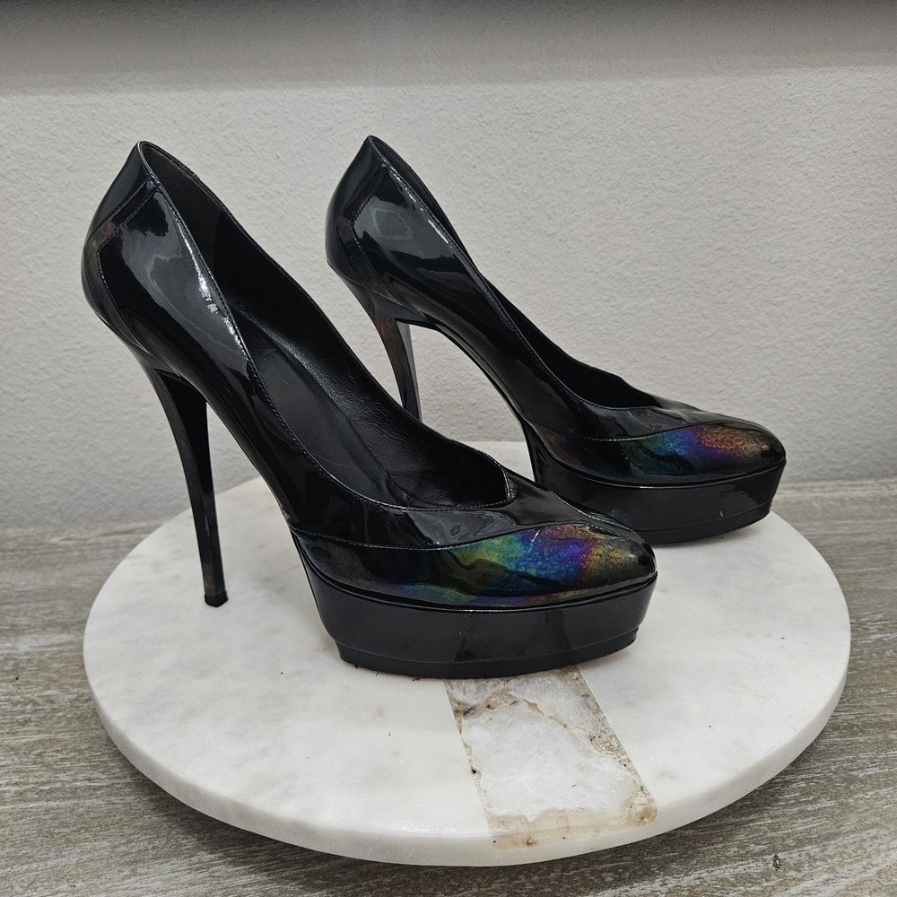 Gucci Platform Pumps Heels Iridecent Toe Heels Sz 39.5 US 9.5